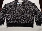 Grayson Threads Women's Size XL Spider Webs Black Sweatshirt Halloween NWT