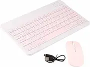 10 Inch Computer Keyboard, USB Ultra Slim Portable Rechargeable Wireless Mouse Keyboard Set with DPI Mouse for Computer PC Phone Tablet (Pink)