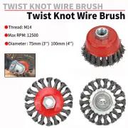 3Pcs Twist Knotted Wire Wheel Brush Set Paint Removal F Die Grinder Rotary Tool