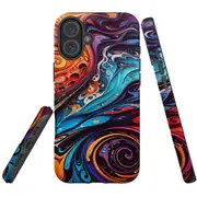 For iPhone 16 Plus Case Protective MagSafe Compatible Cover Swirling Paint