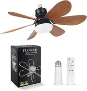 Socket Fan Light with Remote Control,Ceiling Fans with Dimmable Lights,E26/E27Base, 3 Speeds 3Colors 3000K-6500K,1600 Lumens,LED Fan Light Screw in Light for Bedroom Livingroom (Woodgrain)