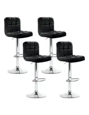 [Artiss] Leather 4x Bar Stools Kitchen Chairs in Black