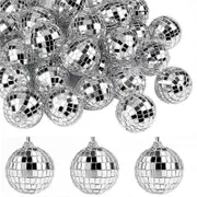 30 PCS Disco Mirror Balls 2 Inches Reflective Mirror Ball Hanging Ball for Christmas Tree Home Decorations Silver
