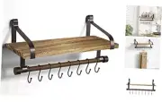 Floating Shelf Wall Shelf for Storage Rustic Wood Kitchen Spice Rack with