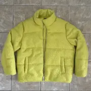 boohoo man neon yellow puffer jacket Size XL