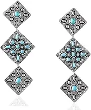 [AXsinr] Boho Turquoise Dangle Drop Earrings for Women Bohemian Ethnic Jewelry Vintage Metal Earrings Summer Earring