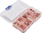 200 Pieces NUZAMAS Copper Washer Kit 9 Sizes Copper Metric Sealing Washers Flat Washers Kit M5 M6 M8 M10 M12 M14 for Fasteners Screws