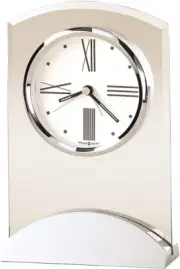 Preston Table Clock II 549-778 – Modern Glass Arch and Aluminum with Quartz, Ala