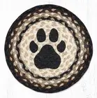 Pawprint Paw Print 10" Round Placemat Trivet Earth Rugs, Braided Jute, Dog