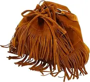 [GLSTOY] Retro Tassel Crossbody Bag Women's Shoulder Bag Fringe Detail Fashion Bucket for Ladies