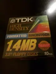 TDK 10-Pack HD Formatted Macintosh1.4MB 3.5" Floppy Disks New and Sealed