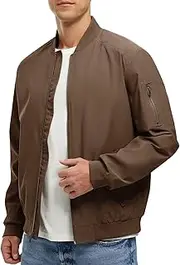 [Rdruko] Men's Bomber Jackets Lightweight Windbreaker Casual Fashion Zip Up Coat 4 Pockets