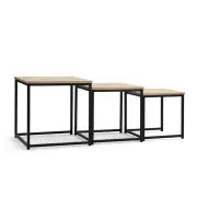 Design Square Zona Set of 3 Nesting Side End Lamp Table Square - Oak/Black
