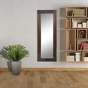 Rustic Weathered Wood Floor Mirror – Full-Length Anti-Distortion Glass for Farmhouse Bedroom & Small Spaces, Solid Pine Frame with Dark Brown Finish (Dark Brown Wood)