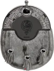 Howie Dress Sporran 3 Tassels Studded Celtic Arch Scottish Clan Crest
