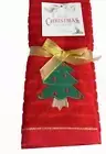 Christmas Tree Fingertip Towels Red Green Embroidered Set of 2 Guest Holiday