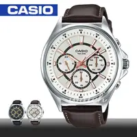 在飛比找momo購物網優惠-【CASIO 卡西歐】商務型錶款_皮革三眼指針型男錶(MTP