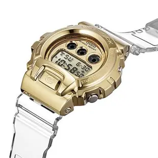 【CASIO】卡西歐 G-SHOCK 金屬框 200米防水電子錶 運動電子錶 GM-6900SG-9 金/透明