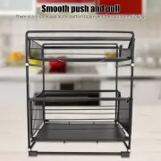 Metal Wire Basket Rack Bathroom Kitchen Storage Shelf Organizer Spice Rack 2Tie1