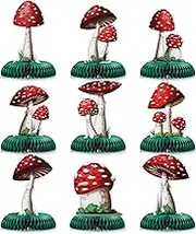 9 Pieces Mushroom Honeycomb Centerpieces Decorations Mushroom Party Supplies Wonderland Party Table Topper Mushroom Birthday Party Decorations for Baby Shower Birthday Party Favor Supplies