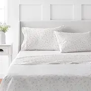 [MARTHA STEWART] 100% Cotton King Sheets Set - 4 Piece, Soft, Smooth, Durable, Easy Care, 16" Deep Pocket Sheets, Bedding Sheets, Sateen Sheets, 1 Flat, 1 Fitted, 2 Pillowcases, Blush
