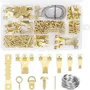 WOTOW Picture Hooks, 220 Pieces Multifunctional Picture Hanging Kits, Various Heavy Duty Picture Frame Hooks with Nails, Screw D-Rings and Zigzag Hooks for Picture Frame Fixing