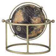 Amalfi Around The World Globe Set 28cm Black And Gold Vintage Style Home Decor