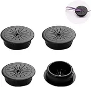 4 pcs Flexible Desk Grommet(Black),2 Inch Flexible Wire Rubber Grommets Flexible Silicone Cable Cord Grommet Desk Grommet for TV Console and Other Furnitures Cover Cable Pass Through Management