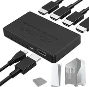 HD Splitter for Double Monitors,4K Splitter 1 in 4 Out - HD Cable Splitter, Switcher Splitter 4K 30Hz, Plug & Play Design, for Multiple Screen