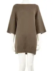 Khaki Wool Short Sleeves Knit Jumper Dress