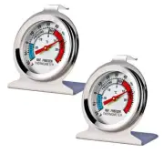 2 Pack Refrigerator Freezer Thermometer Large Dial Analog Silver, Multicolor