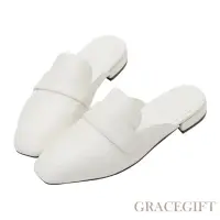 在飛比找momo購物網優惠-【Grace Gift】素面百搭低跟穆勒鞋(白)