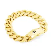 10k Yellow Gold Royal Monaco Miami Cuban Link 15mm Curb Chain Mens Bracelet 8"