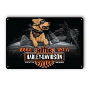 3x Harley Davidson Tin Sign Dogs Get It Vintage Retro Shed Garage Bar Man Cave