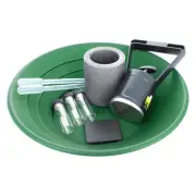 ASR Outdoor Gold Rush Gold Prospecting Pan Kit Glass Vials Testing Stone - 10pc