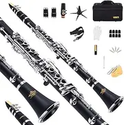 YANASON B Flat Clarinet,Bb Beginner Student Clarinet Bb Nickel-Plated 17 Key Clariet for School Band Orchestra adult kid with Hard Foam Case,Barrels*2,Pads*8,Stand, Cleaning Kit,Gloves,Strap,Reeds*8