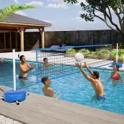 Pool Volleyball Net Set with Weighted Base Suitable for Family Entertainment,...