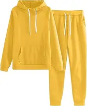 [Tsmile] Tracksuit Sets for Women 2 Piece Solid Sweatshirts Matching Pants Sets Sports Outfits with Hoodie and Pockets, Red, Medium
