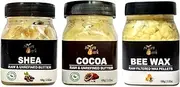 DIY Skin Care Combo - Nature Sack's Premium Unrefined Raw Cocoa Butter, Shea Butter & Beeswax Pellets- 300gm Pack (100gm x 3)