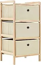 Storage Rack with 3 Fabric Baskets Cedar Wood Beige,Storage Cabinets & Lockers 1.81KG-246433