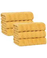 Superior Set of 6 Zuma Zero Twist Cotton Medium Weight Absorbent Hand Towels