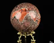 3.5" Brown Snowflake Hand Carved Crystal Ball/Sphere, Crystal Healing