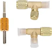 1/4in Valves Core Brass Tee Adapter Quick Coupler Access Tee Fittings for Vacuum Gauge R22 R12 R134 Refrigerant