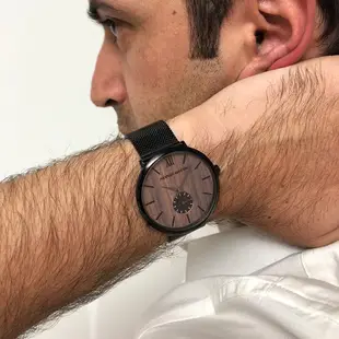 Hannah Martin品牌手錶 HM-1002 烏木木紋竹木表面木頭木質手錶 兩針半 不鏽鋼 網帶 高級男士手錶
