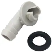 Plastic Air Conditioner AC Drain Hose Connector Elbow Fitting with Rubber Ring White Grey