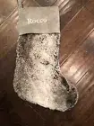 New Pottery Barn Kids gray grey ombre Faux Fur Christmas Stocking Mono Rocco