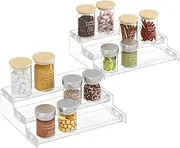 Lifewit Plastic 3-Tier Spice Rack, Clear Spice Organization for Cabinet, Counter, Organizer Shelf for Condiment, Seasoning, Syrup,Liquor, Medicine and Perfume for Kitchen, Pantry,Bathroom,bar, 2 Pack