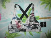 NWT VICTORIA SECRET SPORT CROSSBACK UNLINED BRALLETE SZ M CITY SCAPE