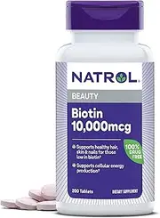Natrol Biotin, Promotes Healthy Hair, Skin and Nails, Helps Support Energy Metabolism, Helps Convert Food Into Energy, Maximum Strength, 10,000mcg, 200 Count