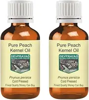 Devprayag Pure Peach Kernel Oil (Prunus persica) Natural Therapeutic Grade Cold Pressed (Pack of two) 100ml X 2 (6.76 oz)